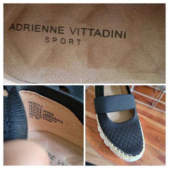 Adrienne Vittadini Percy Mary Jane Espadrille Slip-On Black Shoes SZ 6M - Picture 7 of 8